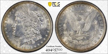 1904-O $1 VAM 4B, Fishhook MS63