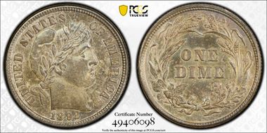 1892 10C MS63