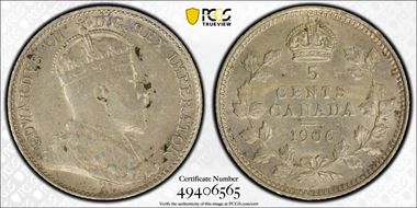 1906 5C Narrow Date AU55