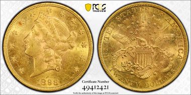 1898 $20 AU58