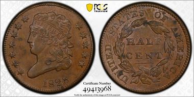 1828 1/2C 12 Stars AU58BN