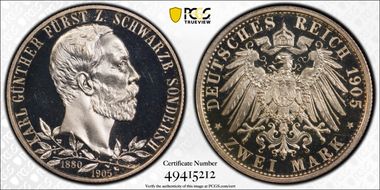 1905 2 Mk J-169a Thin Rim PR67CAM