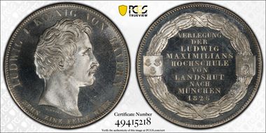 1826 Thaler Transfer of University KM-722 MS66PL