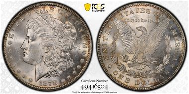 1878-S $1 VAM 6, Doubled RIB MS62