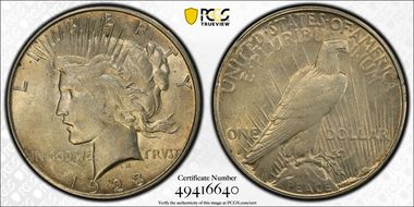 1923-S $1 VAM 1I, Rev Retained CUD AU55