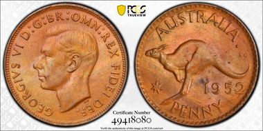 1952 A. (p) 1D London Reverse MS64RB