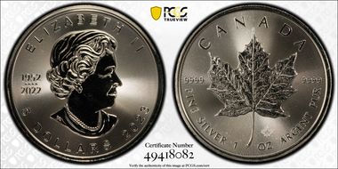2023 $5 Maple Leaf Ag First Strike MS68