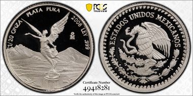 2008-Mo 1/20 oz Libertad Ag PR69DCAM