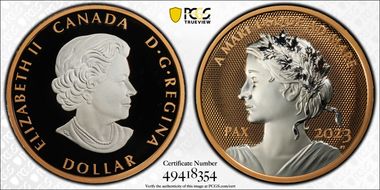 2023 $1 Peace Dollar UHR Rose-Gold Gilt-Silver PR69DCAM