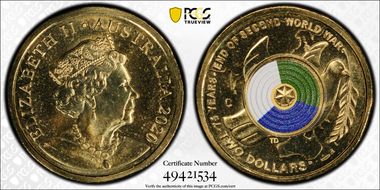 2020-C $2 75th Ann End of WWII Colorized MS68