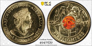 2023 $2 35th Ann $2 Coin Set Colorized Firefighters MS67