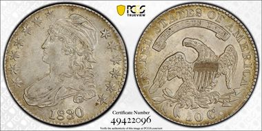 1830 50C Large 0 AU58