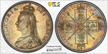 1887 Florin S-3925 Jubilee Head MS64