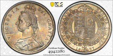 1887 1/2 Cr S-3924 Jubilee Head MS64