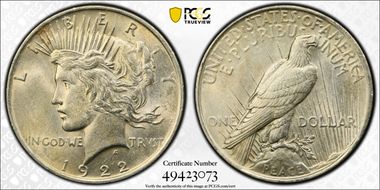 1922 $1 AU58