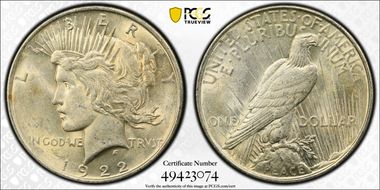 1922 $1 AU58