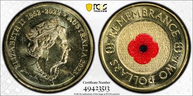 2023 $2 35th Ann $2 Coin Set Colorized Remembrance Red Poppy MS66