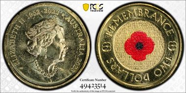 2023 $2 35th Ann $2 Coin Set Colorized Remembrance Red Poppy MS67