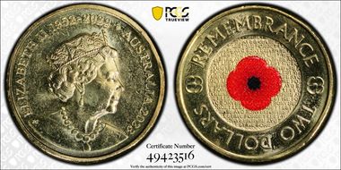 2023 $2 35th Ann $2 Coin Set Colorized Remembrance Red Poppy MS67