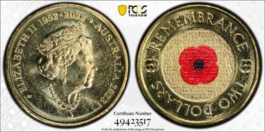 2023 $2 35th Ann $2 Coin Set Colorized Remembrance Red Poppy MS67
