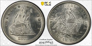 1877-S 25C S/Horiz S FS-501 MS64