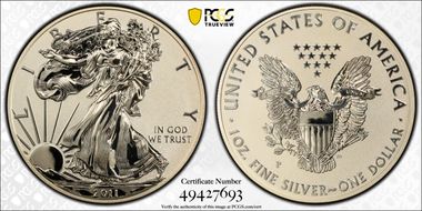 2011-P $1 Silver Eagle Rev PR 25th Anniversary Set PR69