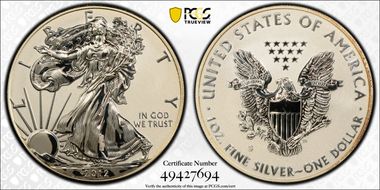 2012-S $1 Silver Eagle Rev PR  75th Anniversary SF Mint Set PR69