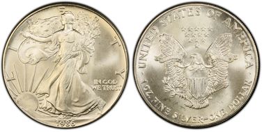 1986 $1 Silver Eagle MS68