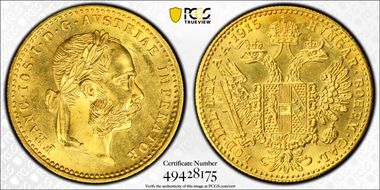 "1915" Ducat Restrike KM-2267  Au MS63