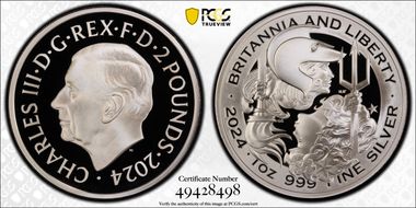 2024 £2 Britannia & Liberty 1oz Ag First Strike PR70DCAM