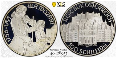 1991 100 Sch Mozart-Salzburg PR69DCAM