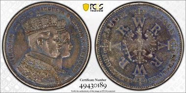 1861-A Thaler Coronation KM-488  Ag AU55