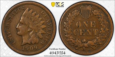 1909-S 1C Indian VF25BN