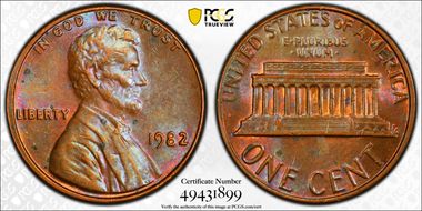 1982 1C Bronze, LD, DDO, FS-101 AU55BN
