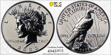2023-S $1 Peace Dollar Rev PR Two-Coin Reverse Proof Set PR70