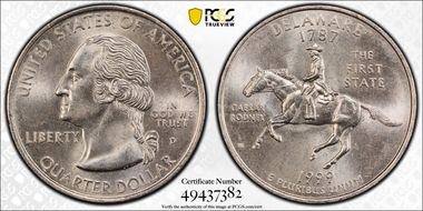 1999-D 25C Delaware MS65