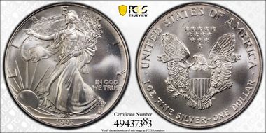 1993 $1 Silver Eagle MS69