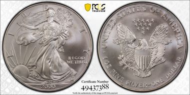 2000 $1 Silver Eagle MS69