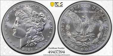 2021-D $1 Morgan Dollar 100th Anniversary MS69