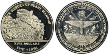 1991-M $5 Pearl Harbor MS67