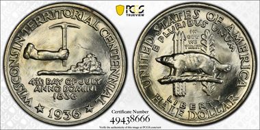 1936 50C Wisconsin MS64