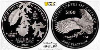 2024-W $100 Right to Assemble First Strike PR70DCAM