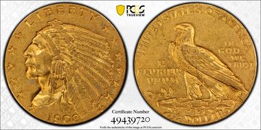 1908 $2.50 AU53