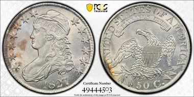 1827 50C Square Base 2 AU58