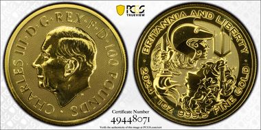 2024 £100 Britannia & Liberty 1oz Au MS69