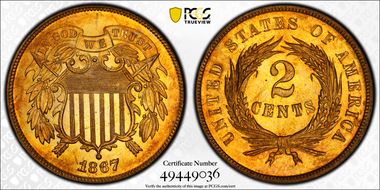 1867 2C MS66RD