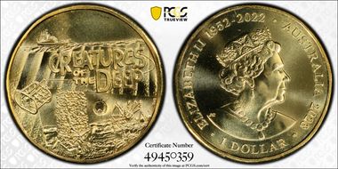 2023 $1 Creatures of the Deep Map Counterstamp MS68