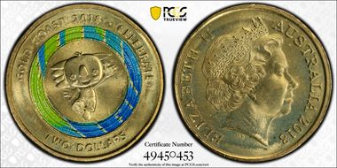 2018 $2 Commonwealth Games Borobi the Koala MS67