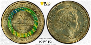 2018 $2 Commonwealth Games Australian Team Logo MS65