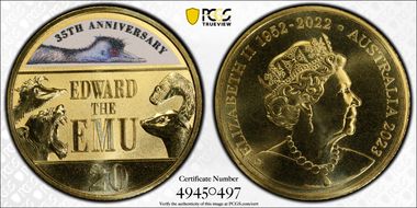 2023 20C Edward the Emu 35th Ann. Gilt Cu Ni MS69